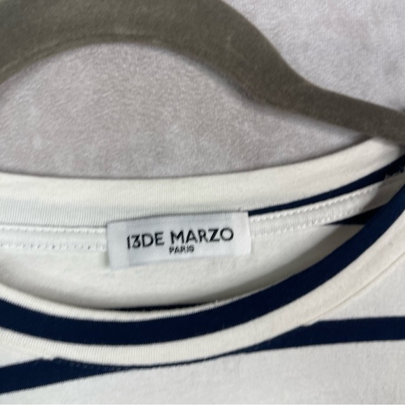 13DE MARZO Striped Short Sleeve Tee In Blue White Size Small - Picture 5 of 6